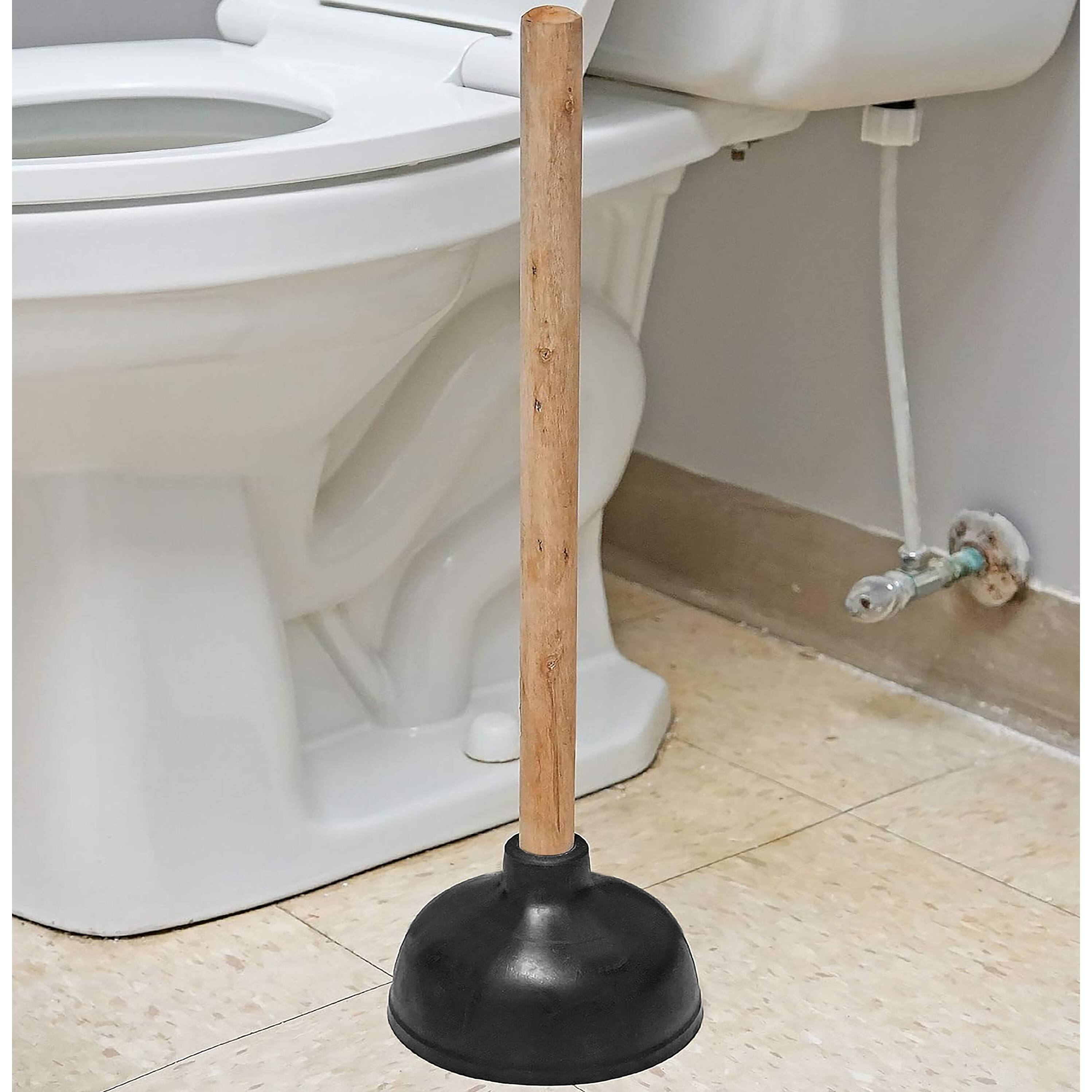 Heavy Duty Toilet & Sink Bathroom Plunger with Wooden Handle 18